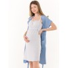 Комплект для беременных и кормящих халат и сорочка меланж синий